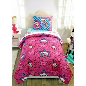 LOL Surprise Kids Bedding Reversible Comforter Sham Set Children Pink Blue Gift